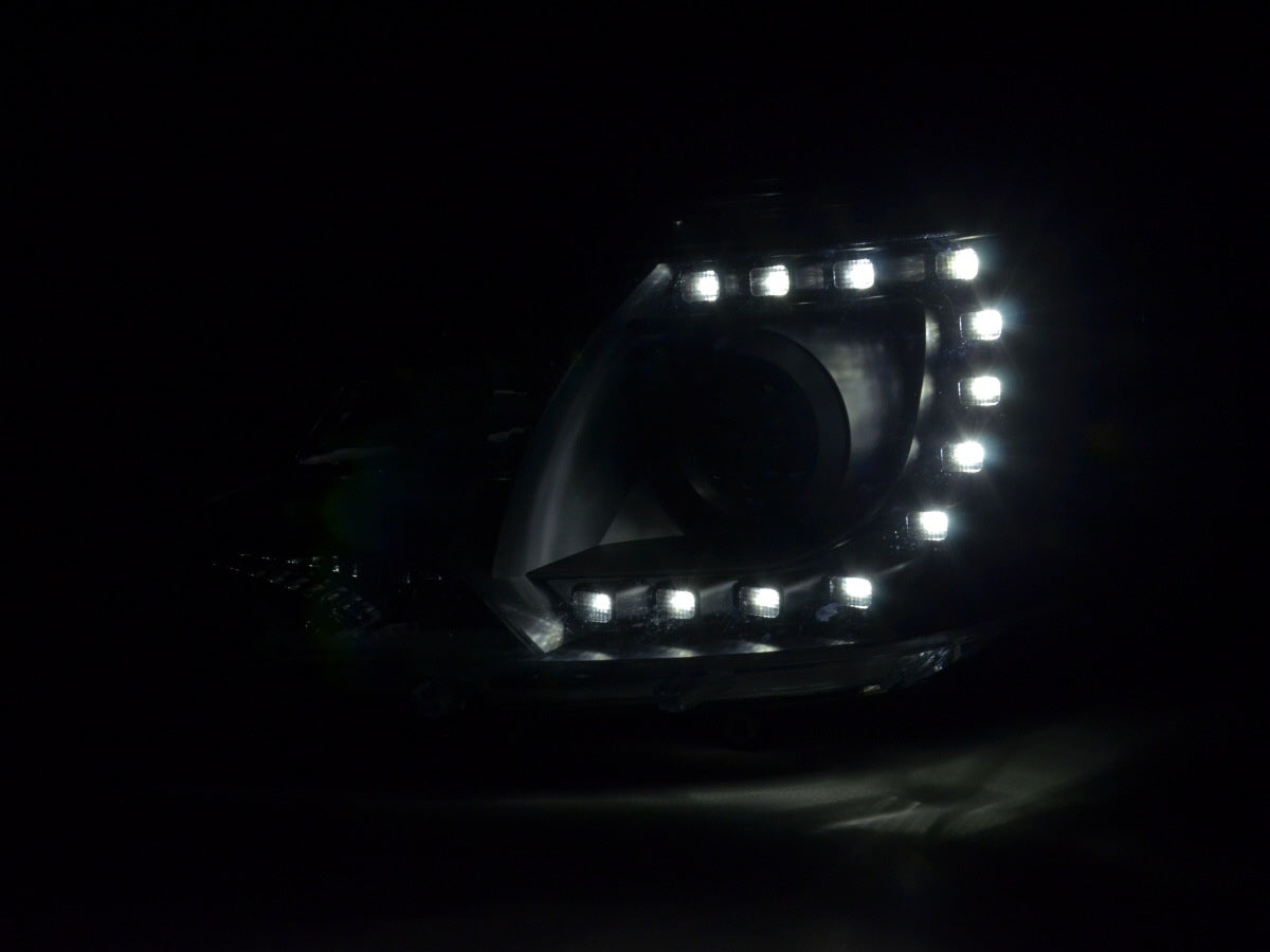 Scheinwerfer Set Daylight LED Tagfahrlicht VW Bus T5 ab 2009 schwarz Scheinwerfer Set Daylight LED Tagfahrlicht VW Bus T5 ab 2009 schwarz